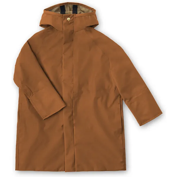 fairechild Mackintosh High Neck Long A-Line Rain Coat, Rust