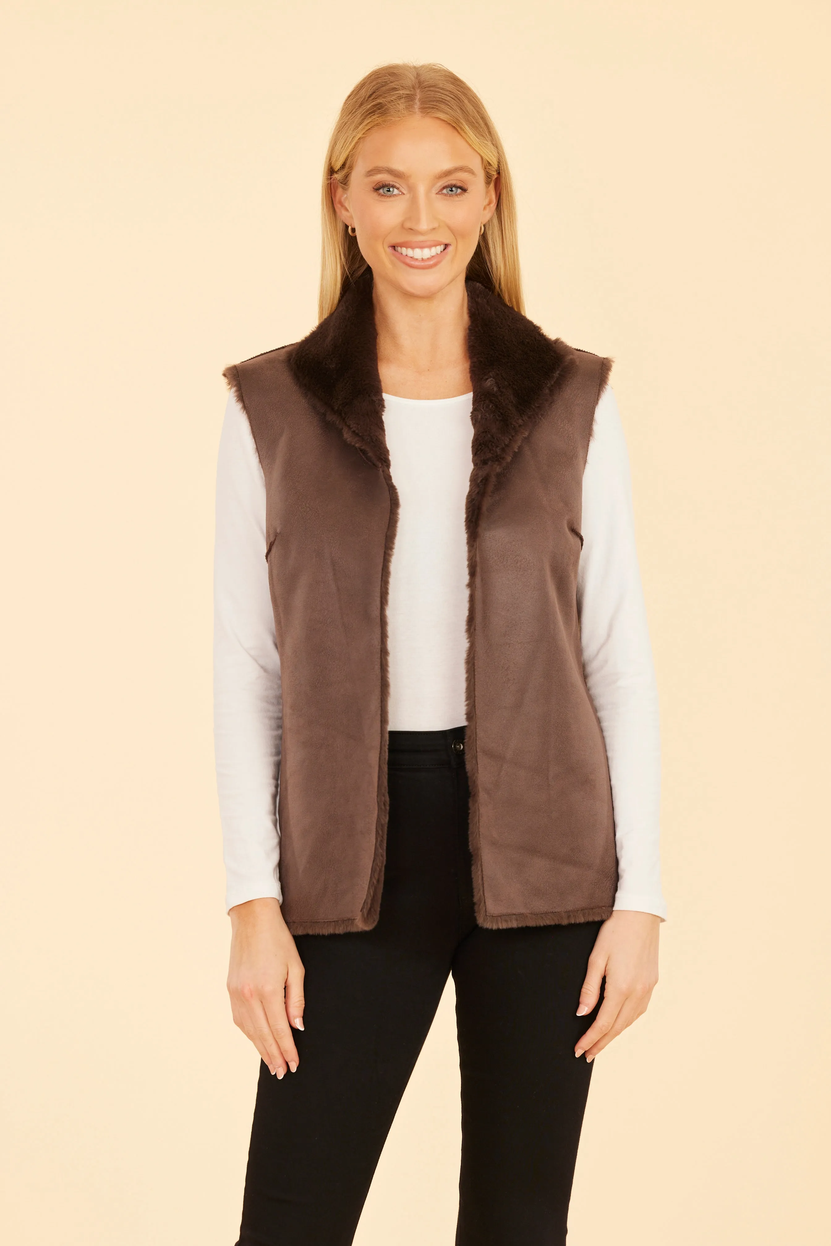 Faux Fur Reversible Plush Vest