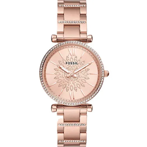 Fossil Carlie Rose Gold Dial Women 35mm