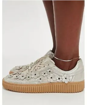 Free People Wall Flower Sneakers In Champagne Metallic