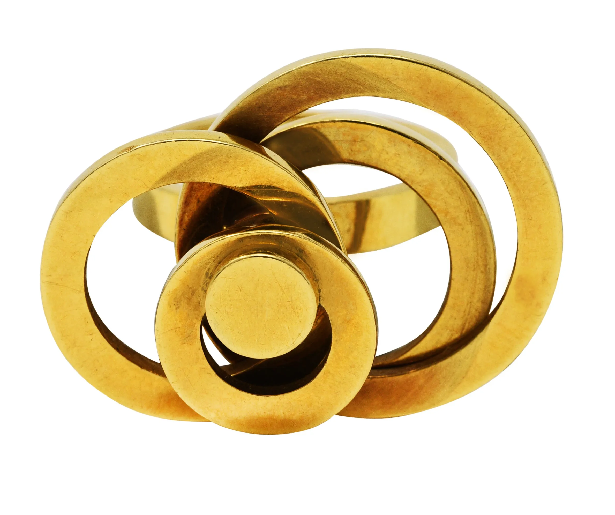 French 1960's Vintage 18 Karat Yellow Gold Fidget Spinner Ring