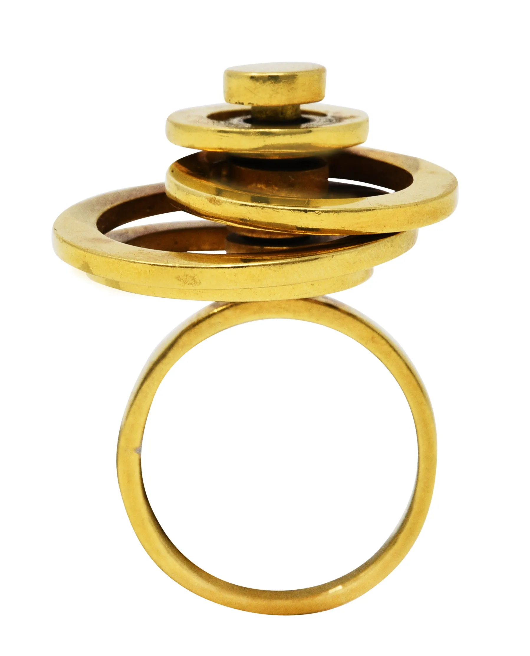 French 1960's Vintage 18 Karat Yellow Gold Fidget Spinner Ring