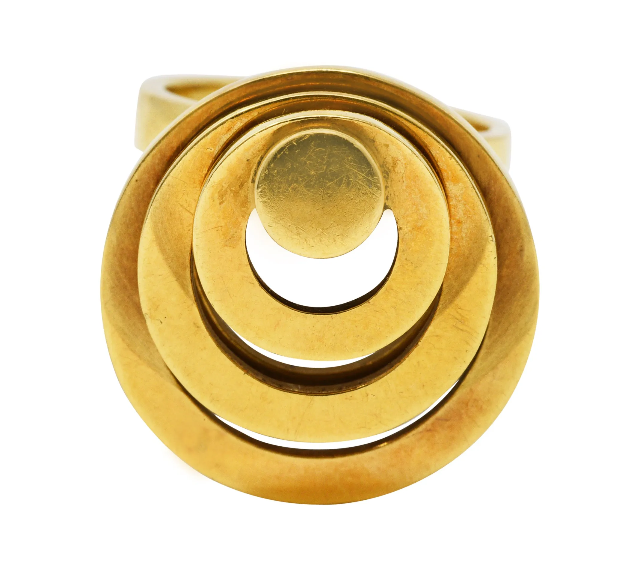 French 1960's Vintage 18 Karat Yellow Gold Fidget Spinner Ring