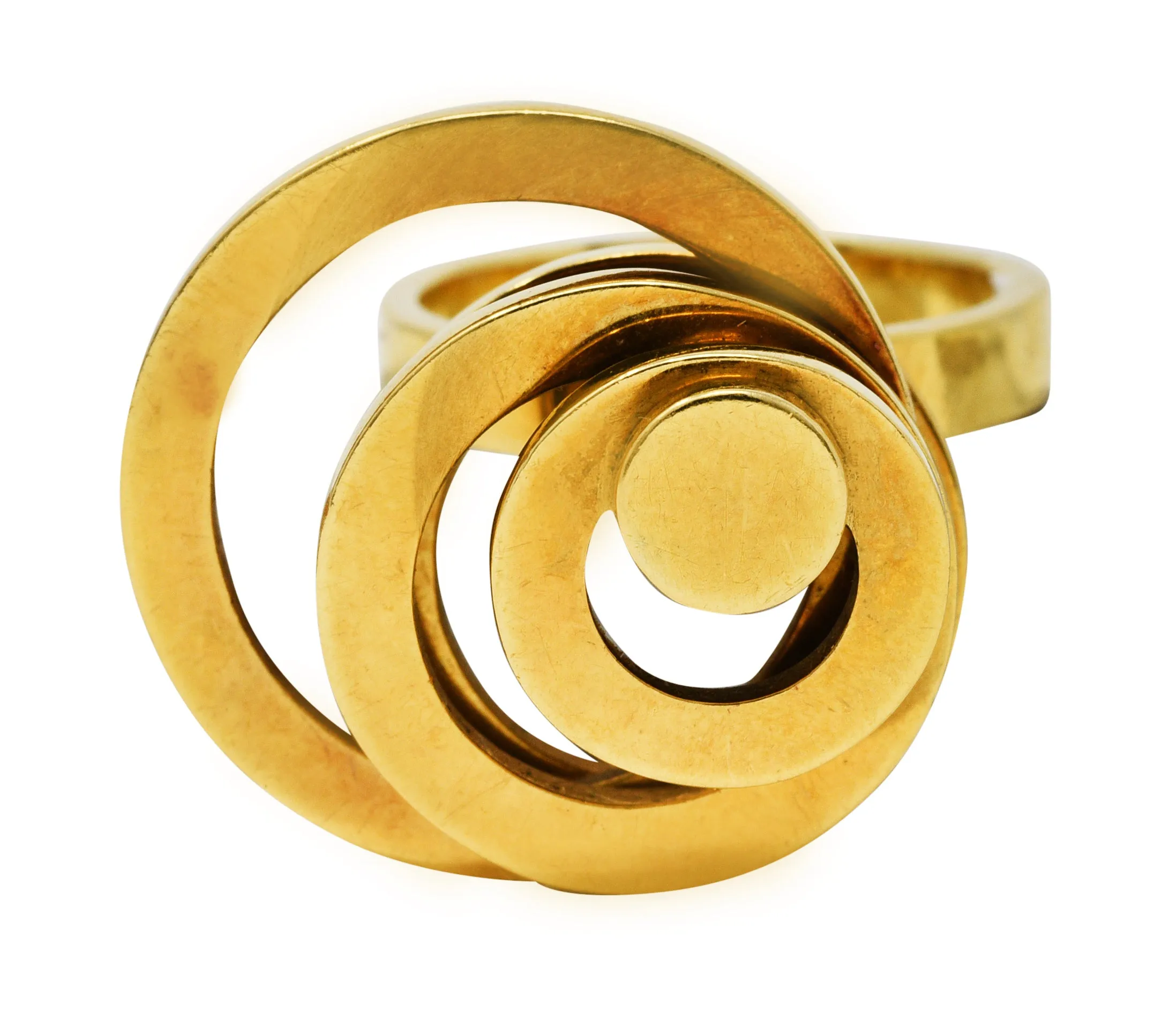 French 1960's Vintage 18 Karat Yellow Gold Fidget Spinner Ring