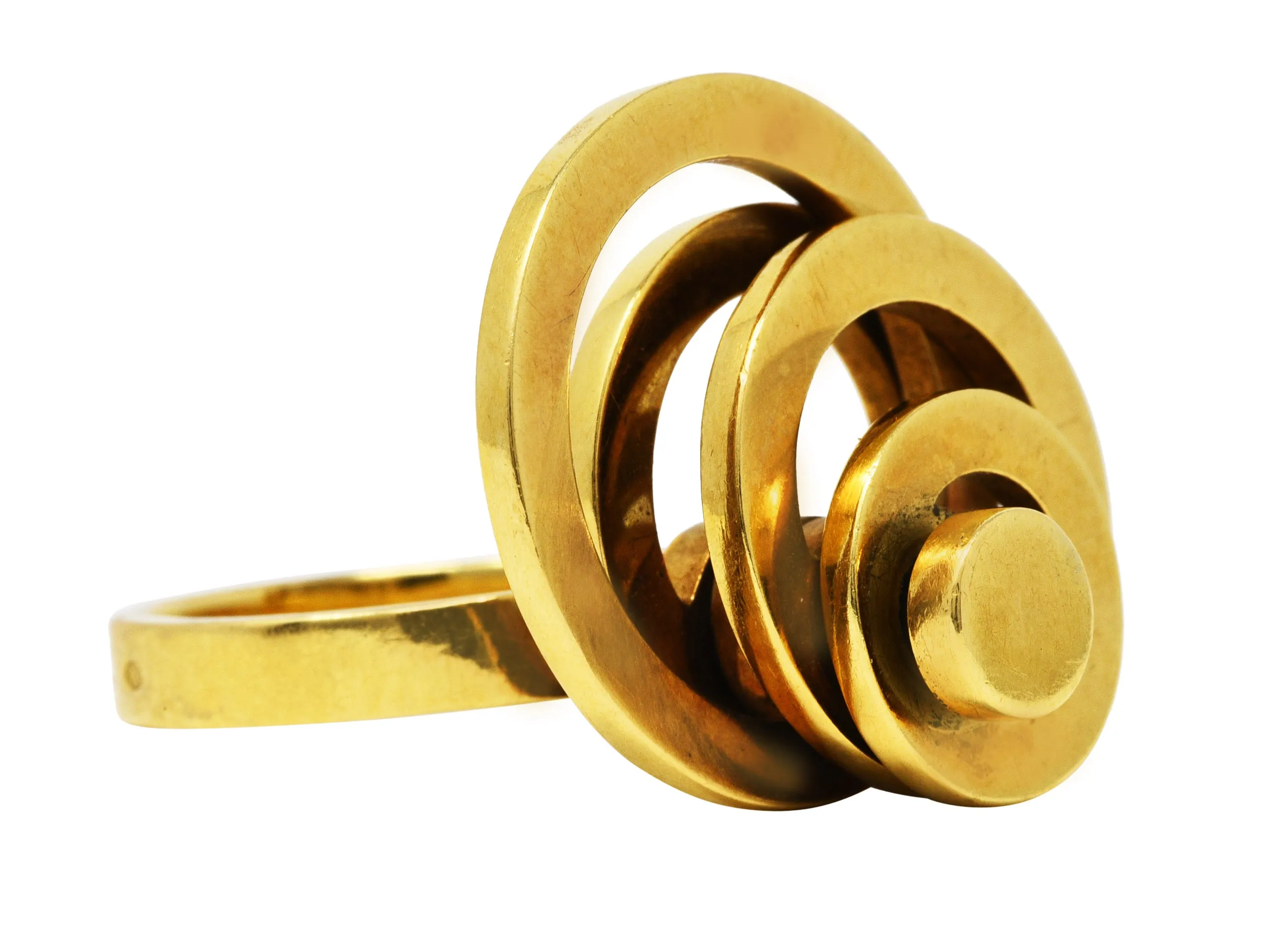 French 1960's Vintage 18 Karat Yellow Gold Fidget Spinner Ring