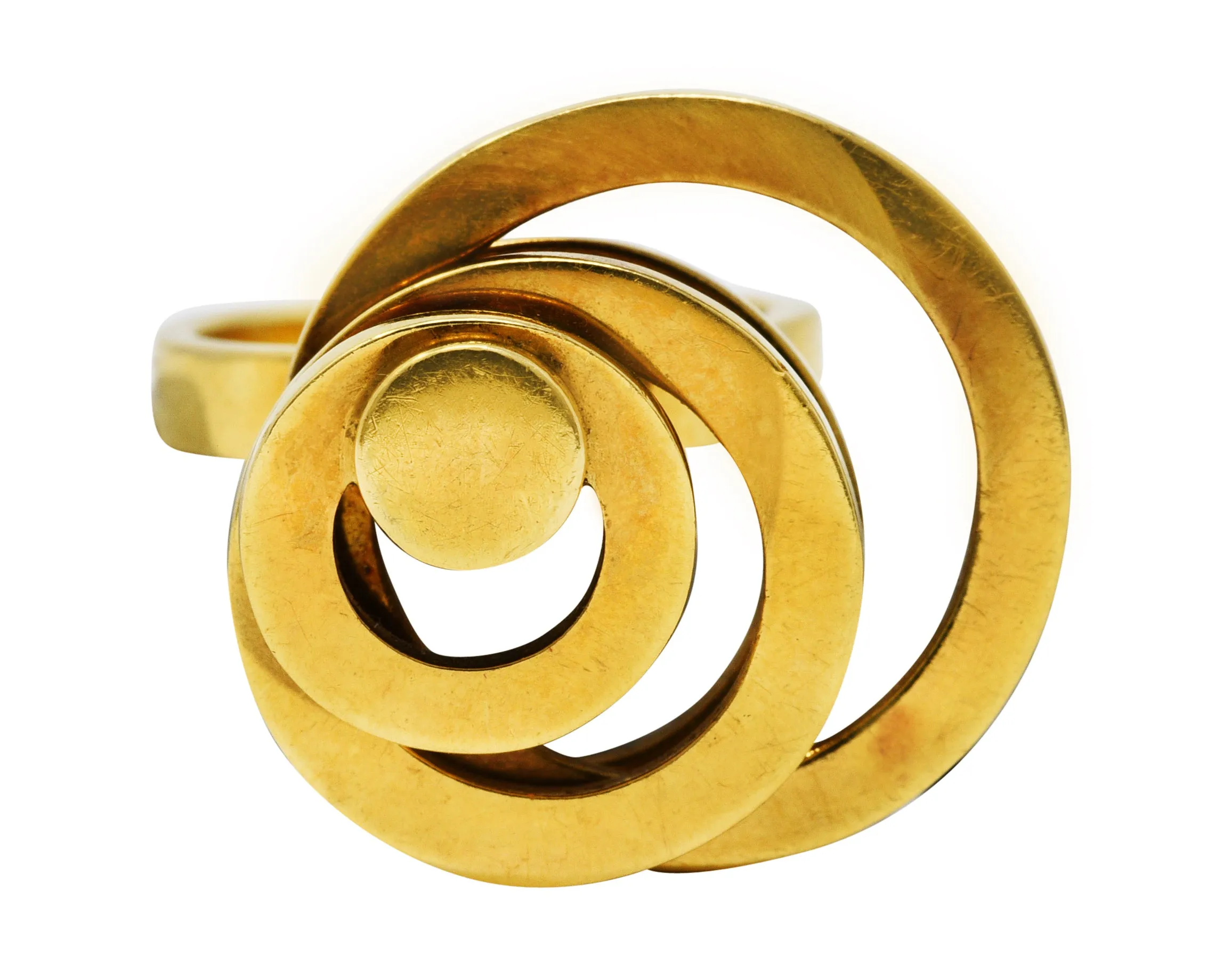 French 1960's Vintage 18 Karat Yellow Gold Fidget Spinner Ring