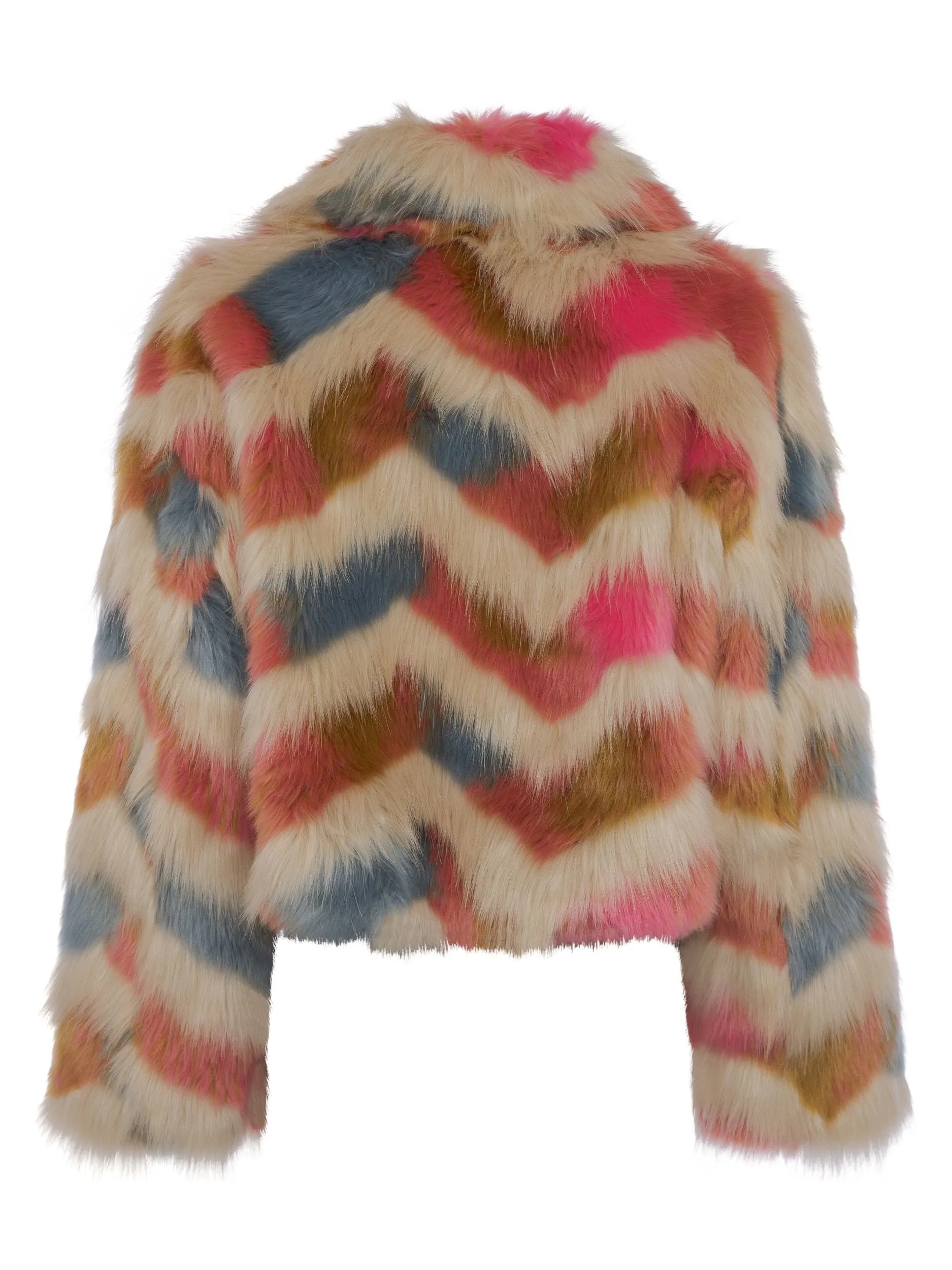 French Connection Dallow Rainbow Faux Fur Crop Jacket 75RBA