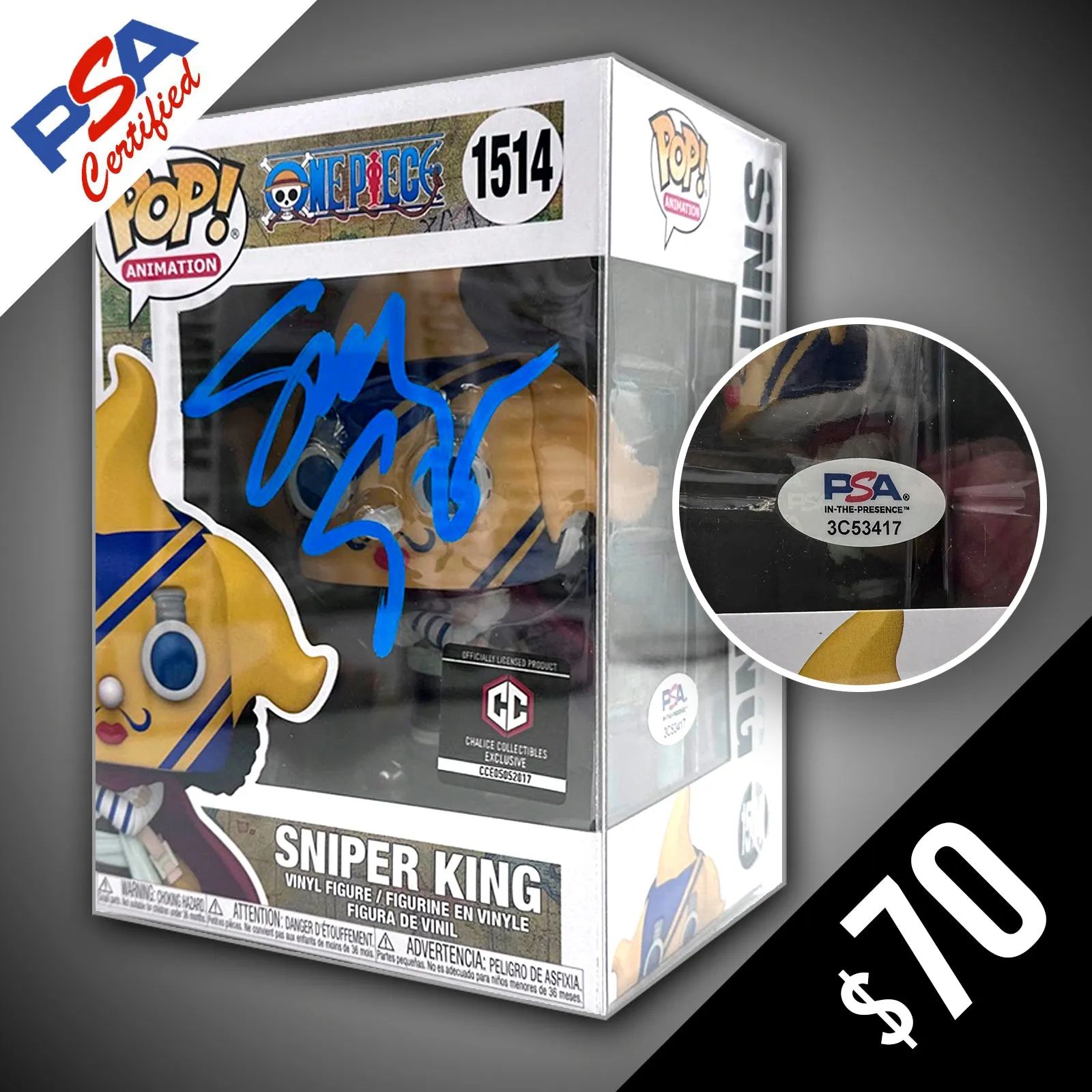 Funko Pop! One Piece: Sniper King #1514 (Non-Chase) - SIGNED by Sonny Strait (PSA Certified)