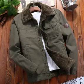 fur collar Bomber Button-up Jacket