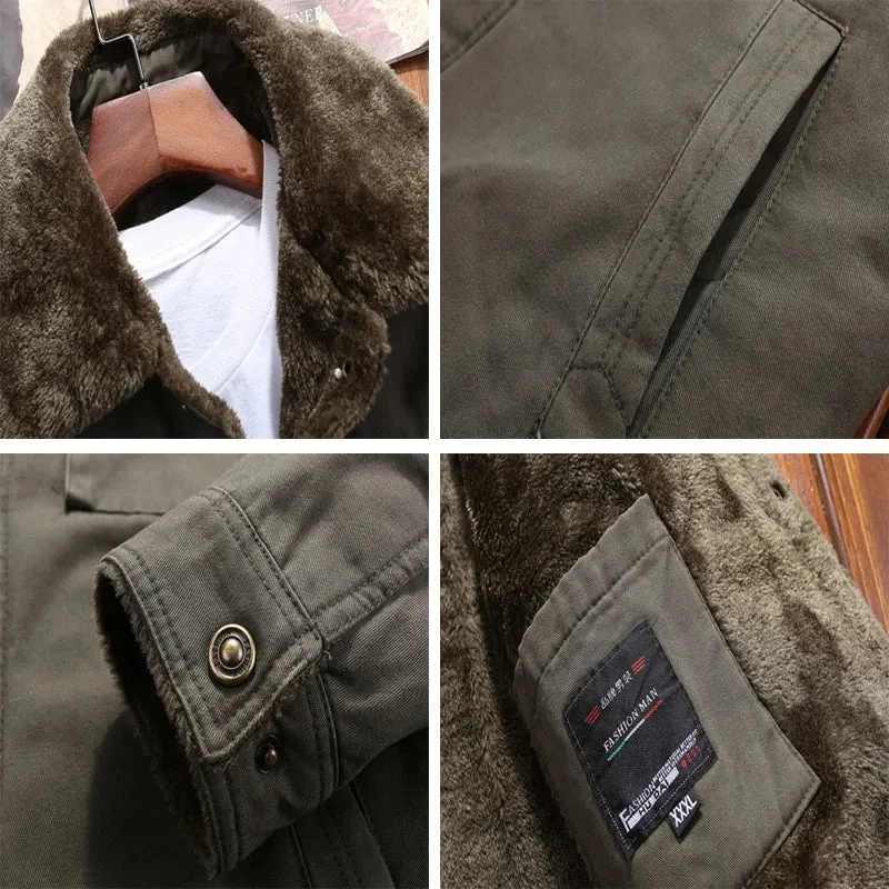 fur collar Bomber Button-up Jacket