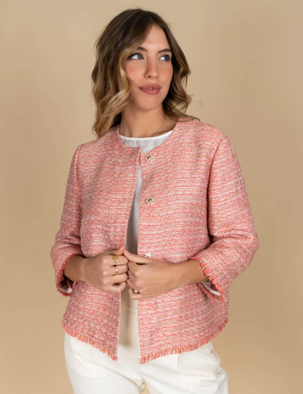 Gaia Life - Giacca in tweed rosa