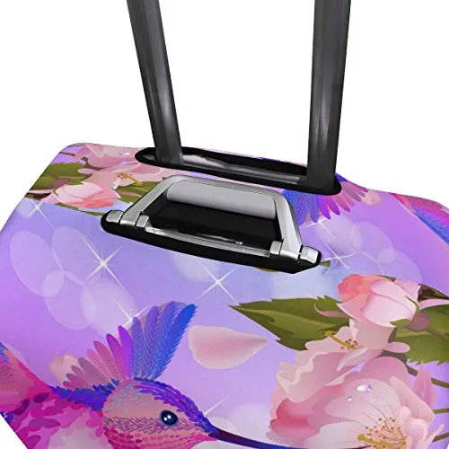 GIOVANIOR Cartoon Hummingbird Peach Blossom Luggage Cover Suitcase Protector Carry On Covers