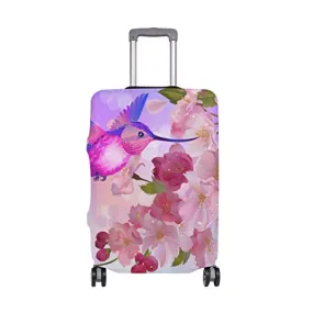 GIOVANIOR Cartoon Hummingbird Peach Blossoms Luggage Cover Suitcase Protector Carry On Covers