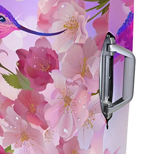 GIOVANIOR Cartoon Hummingbird Peach Blossoms Luggage Cover Suitcase Protector Carry On Covers