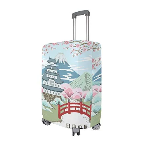 GIOVANIOR Japanese Cherry Blossoms Landscape Luggage Cover Suitcase Protector Carry On Covers