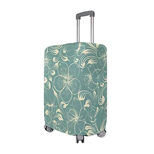 GIOVANIOR Retro Teal Floral Luggage Cover Suitcase Protector Carry On Covers