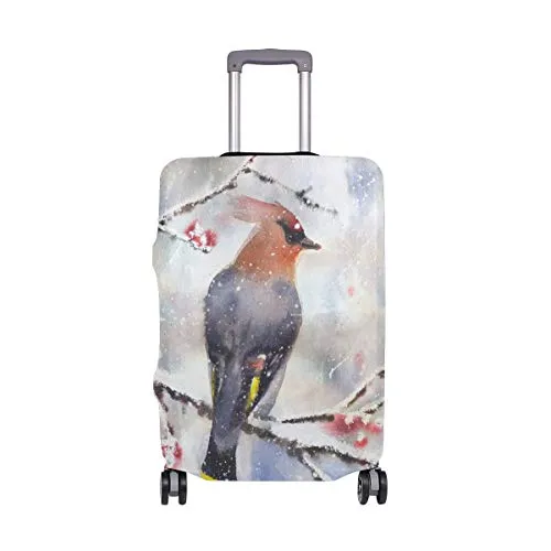 GIOVANIOR Waxwing Sitting On Branch Luggage Cover Suitcase Protector Carry On Covers