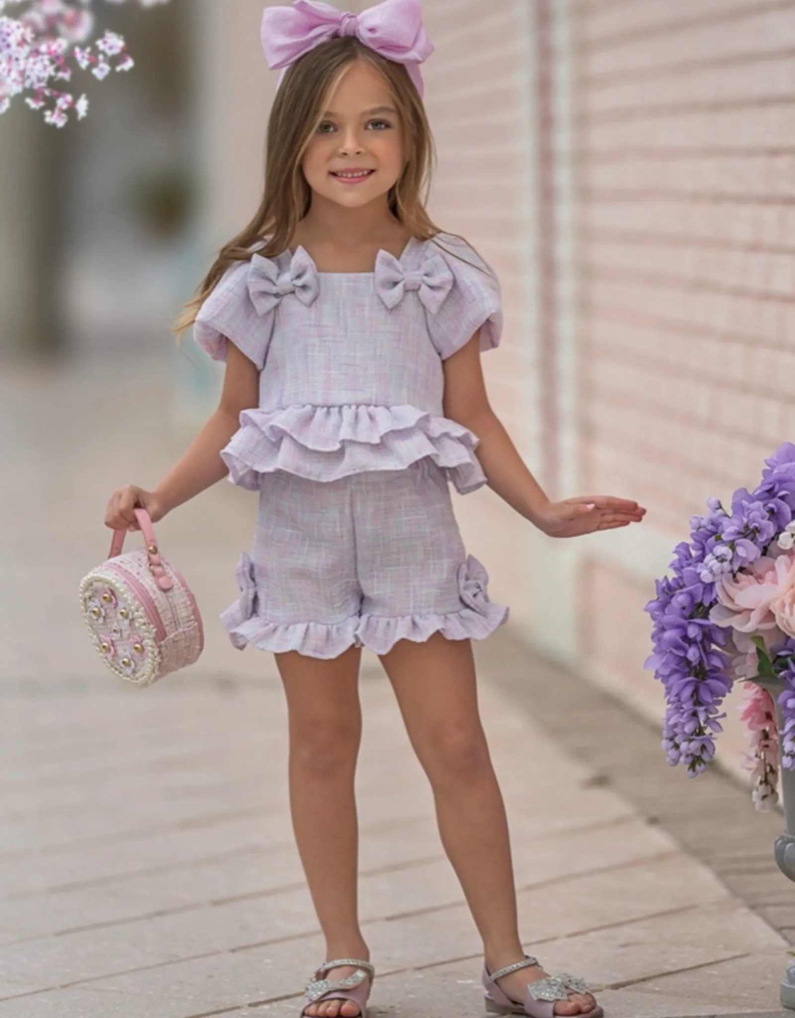   Girls' Pastel Tweed Short Set