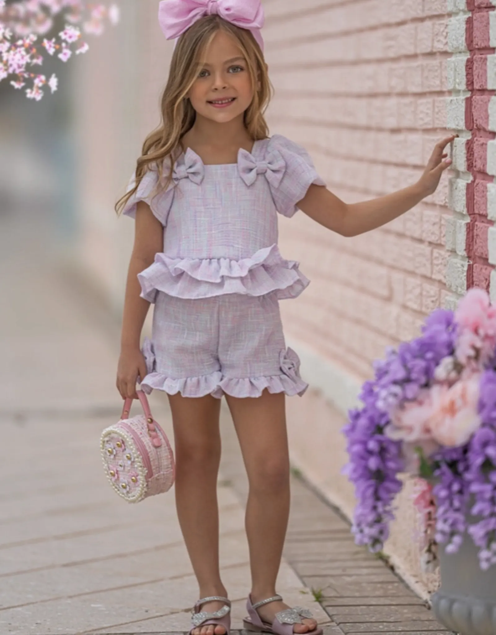   Girls' Pastel Tweed Short Set