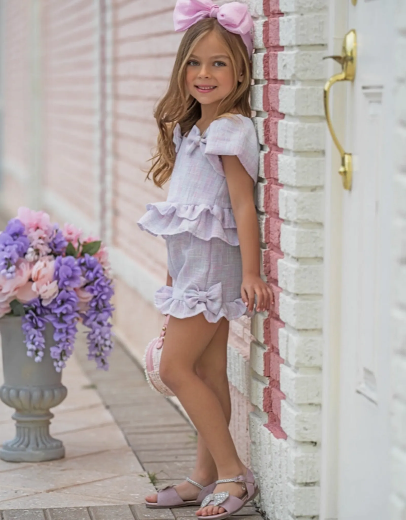   Girls' Pastel Tweed Short Set