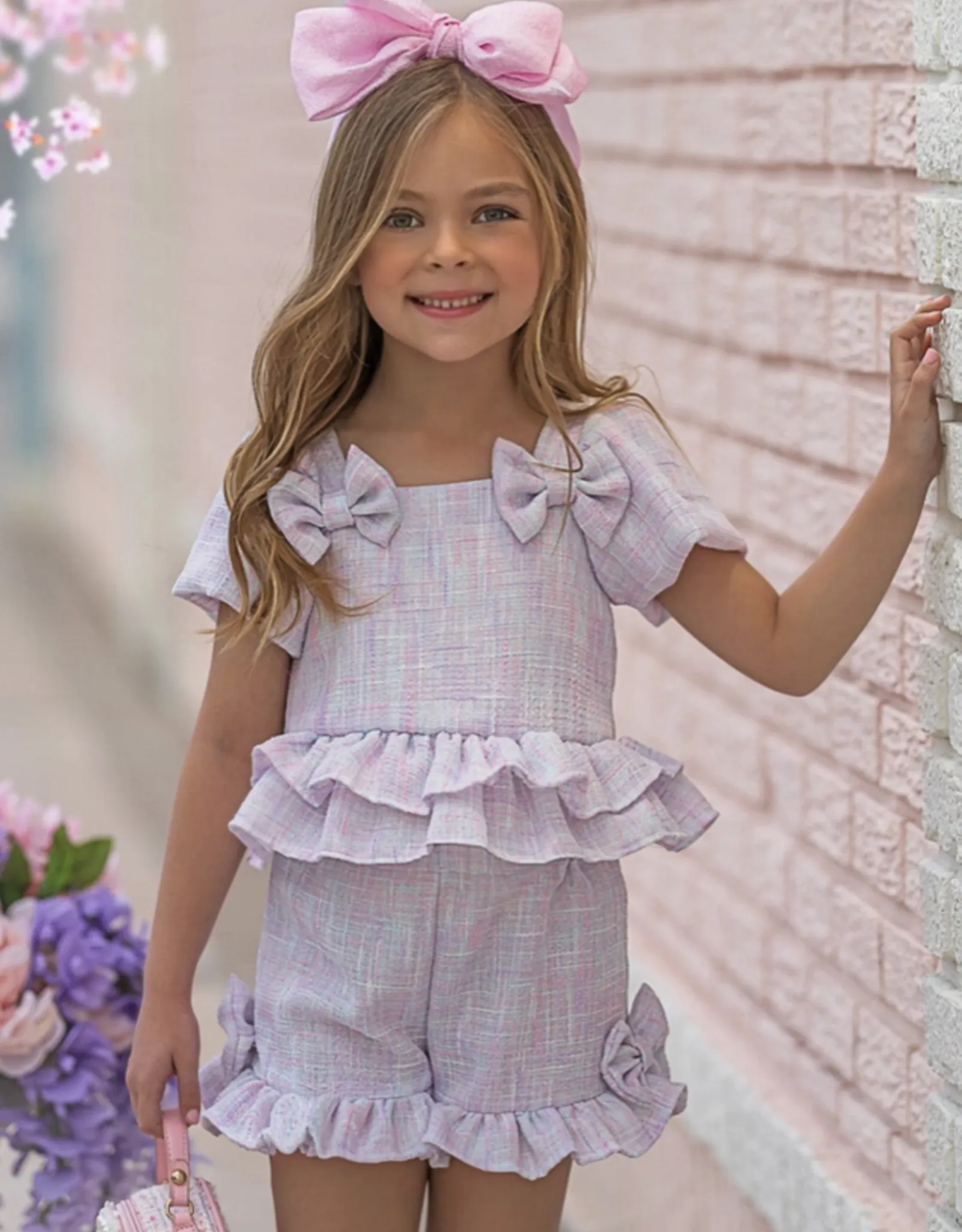   Girls' Pastel Tweed Short Set