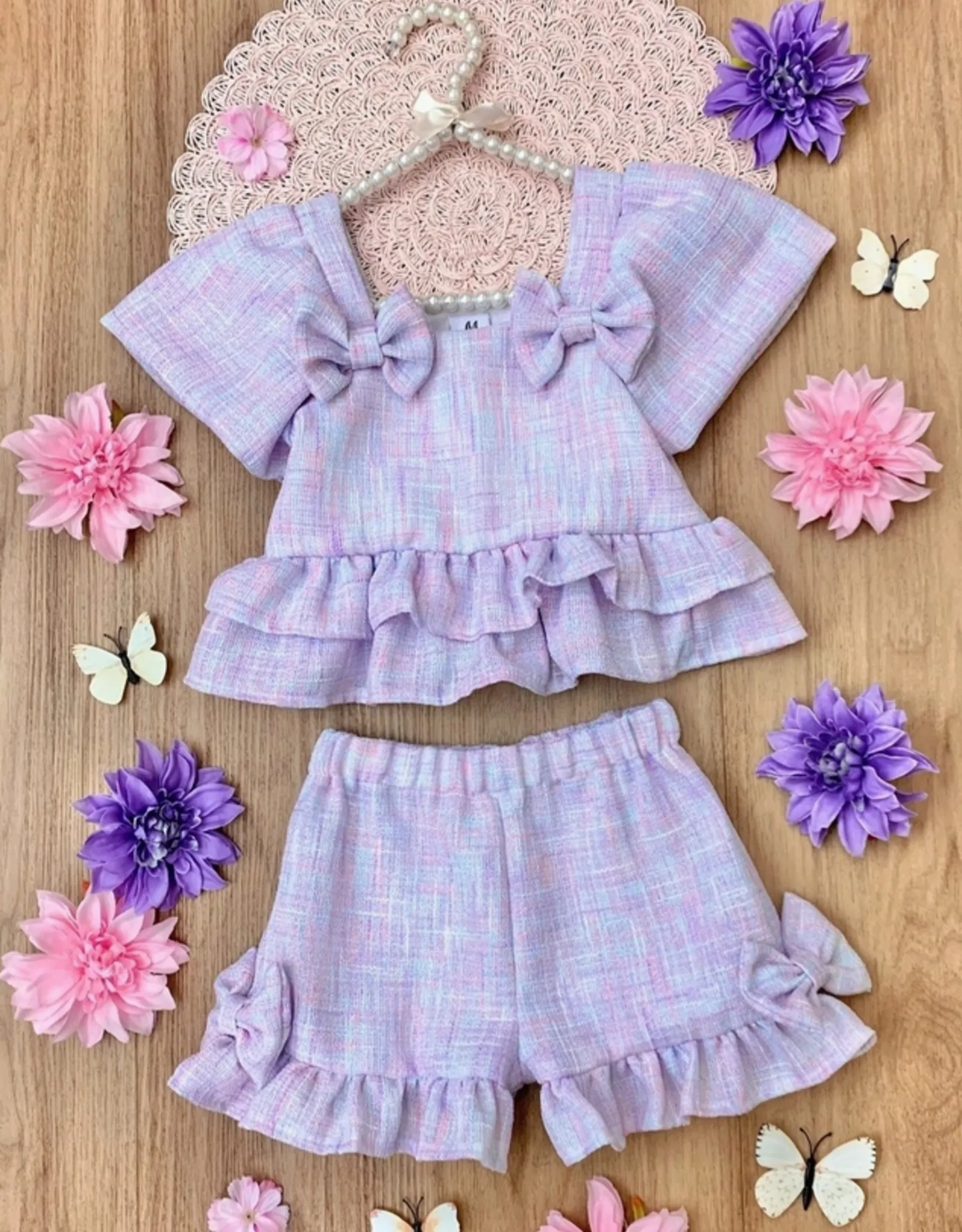   Girls' Pastel Tweed Short Set