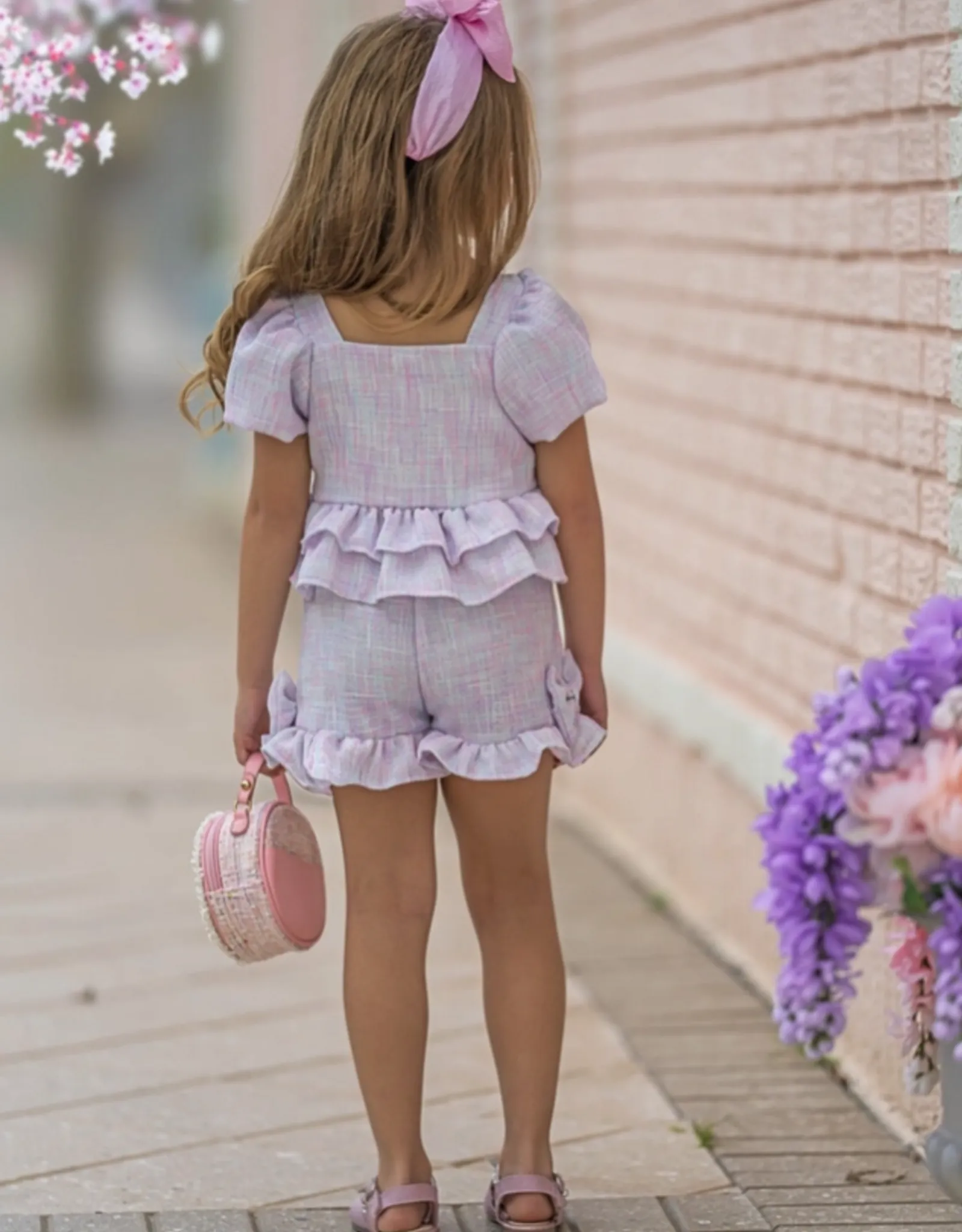   Girls' Pastel Tweed Short Set