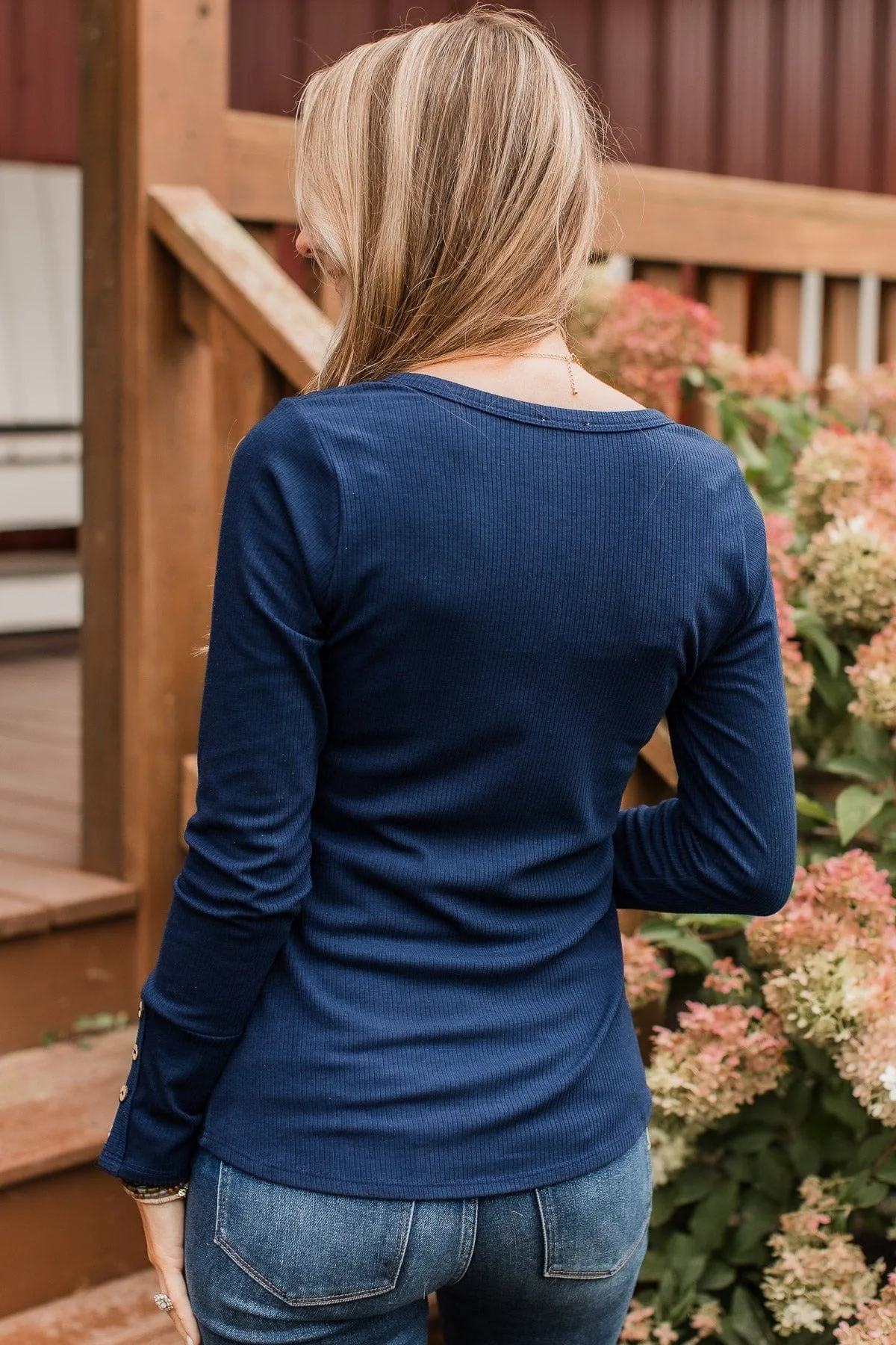 Give Your Best Henley Top- Navy