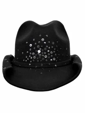 Gray Wool Shapeable Cowboy Hat With Sequin Detail