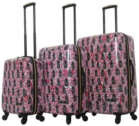 Halina Bouffants & Broken Hearts Pineapples 3-Piece Luggage Set 