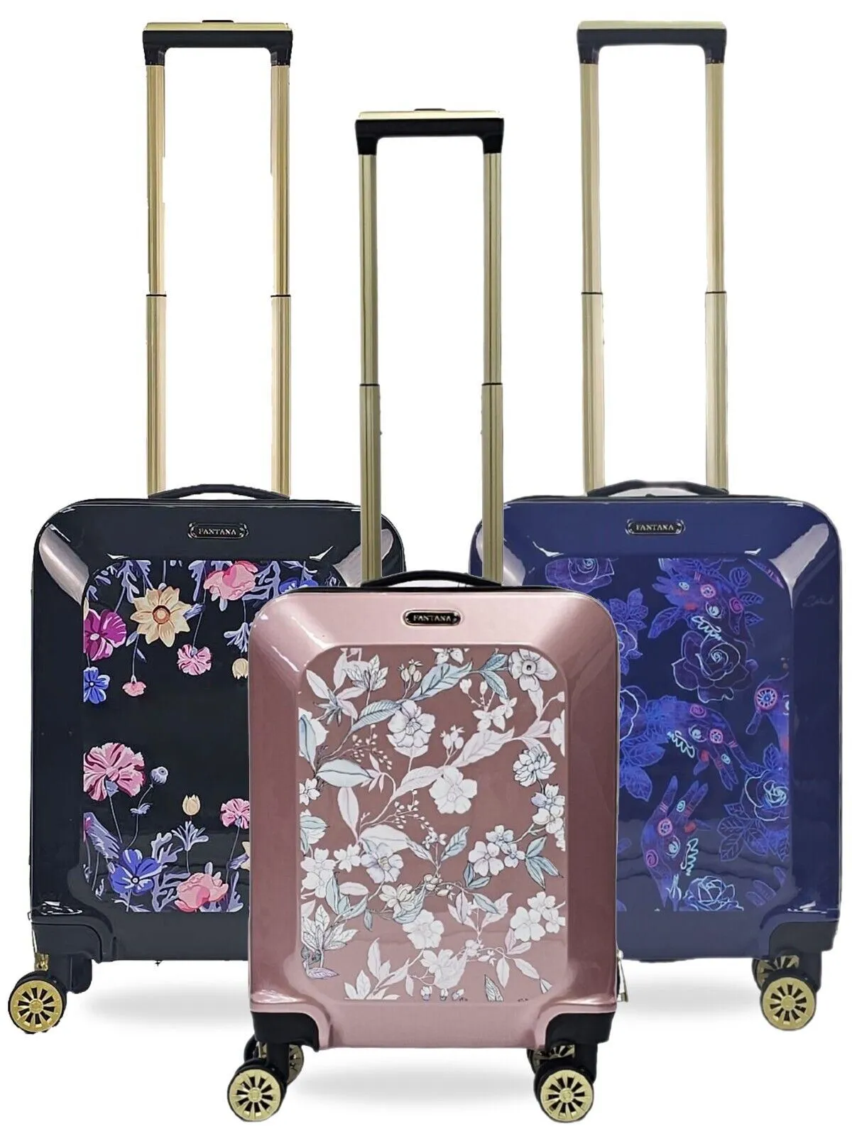 Hard Shell Cabin 4 Wheel Suitcase Flower Print Luggage