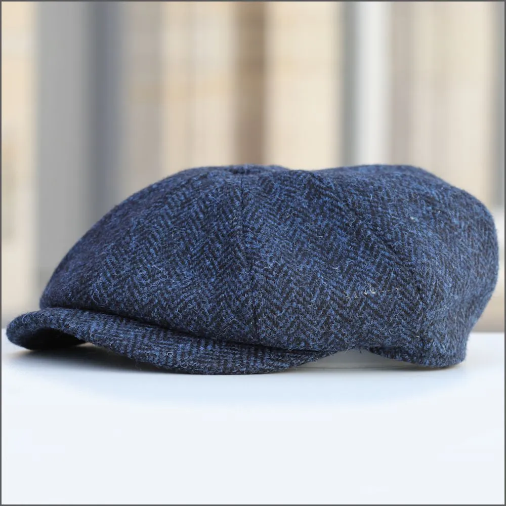 Harris Tweed  Carloway 8 Piece Blue Herringbone Cap+