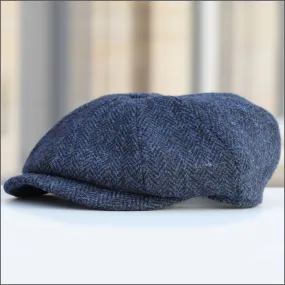 Harris Tweed  Carloway 8 Piece Blue Herringbone Cap+