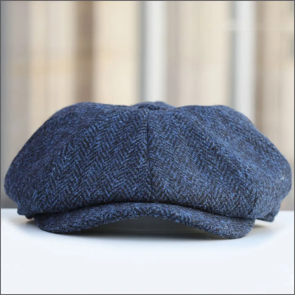 Harris Tweed  Carloway 8 Piece Blue Herringbone Cap+