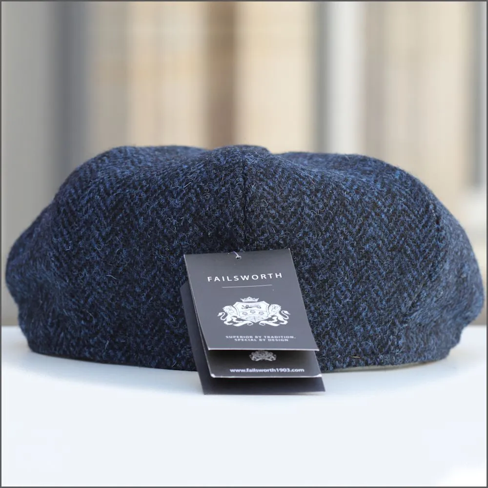 Harris Tweed  Carloway 8 Piece Blue Herringbone Cap+