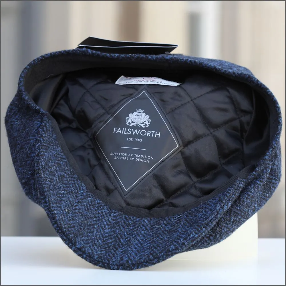 Harris Tweed  Carloway 8 Piece Blue Herringbone Cap+