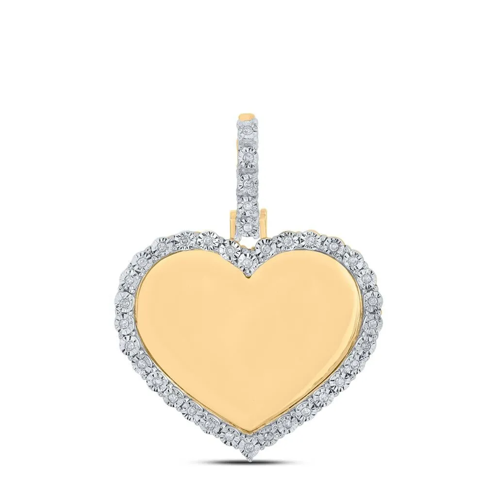 Heart Picture Frame Diamond Pendant 10K Gold