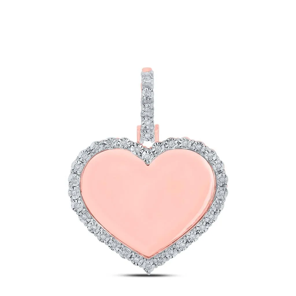 Heart Picture Frame Diamond Pendant 10K Gold