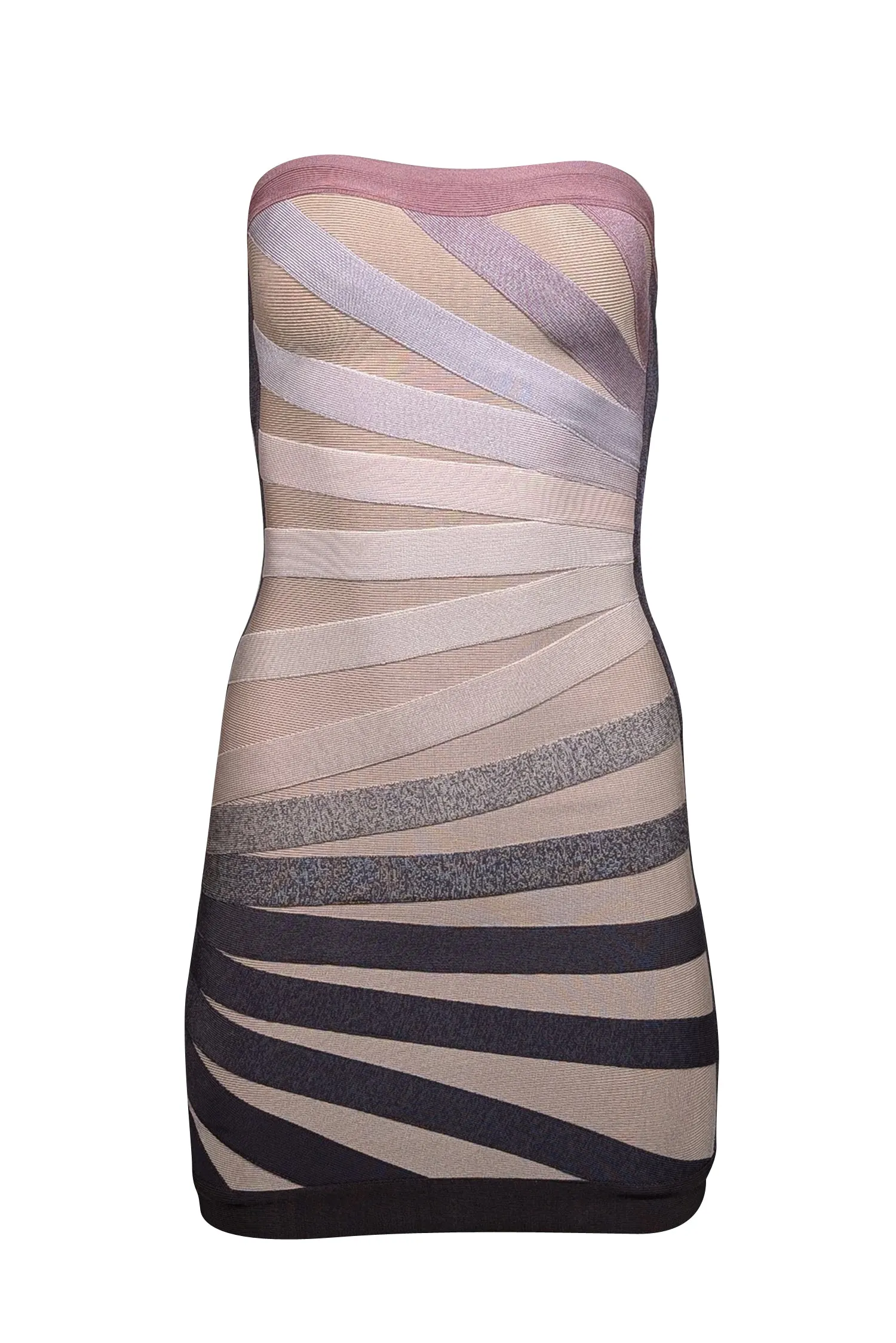 Herve Leger - Beige, Grey, & Pink Ombre Bianca Bandage Dress Sz XS