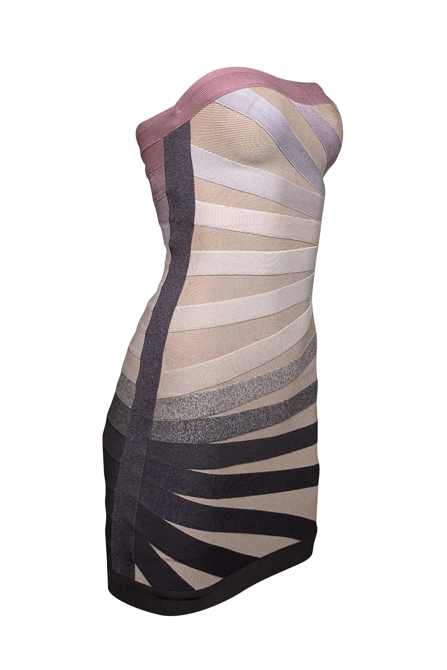 Herve Leger - Beige, Grey, & Pink Ombre Bianca Bandage Dress Sz XS