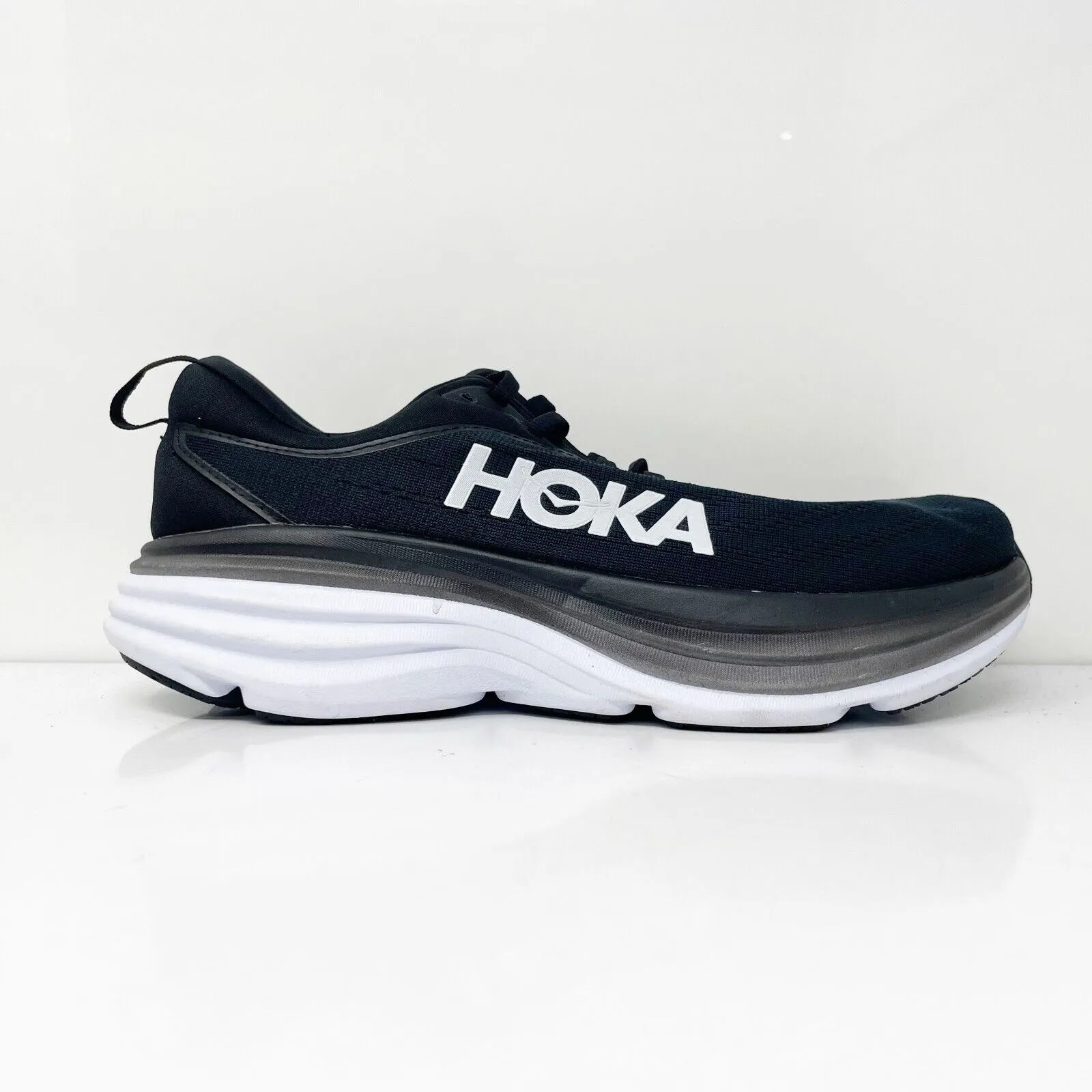 Hoka One One Womens Bondi 8 1127954 BWHT Black Running Shoes Sneakers Size 10 D