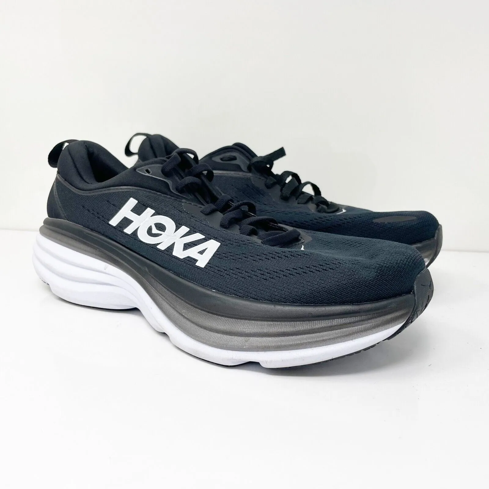 Hoka One One Womens Bondi 8 1127954 BWHT Black Running Shoes Sneakers Size 10 D