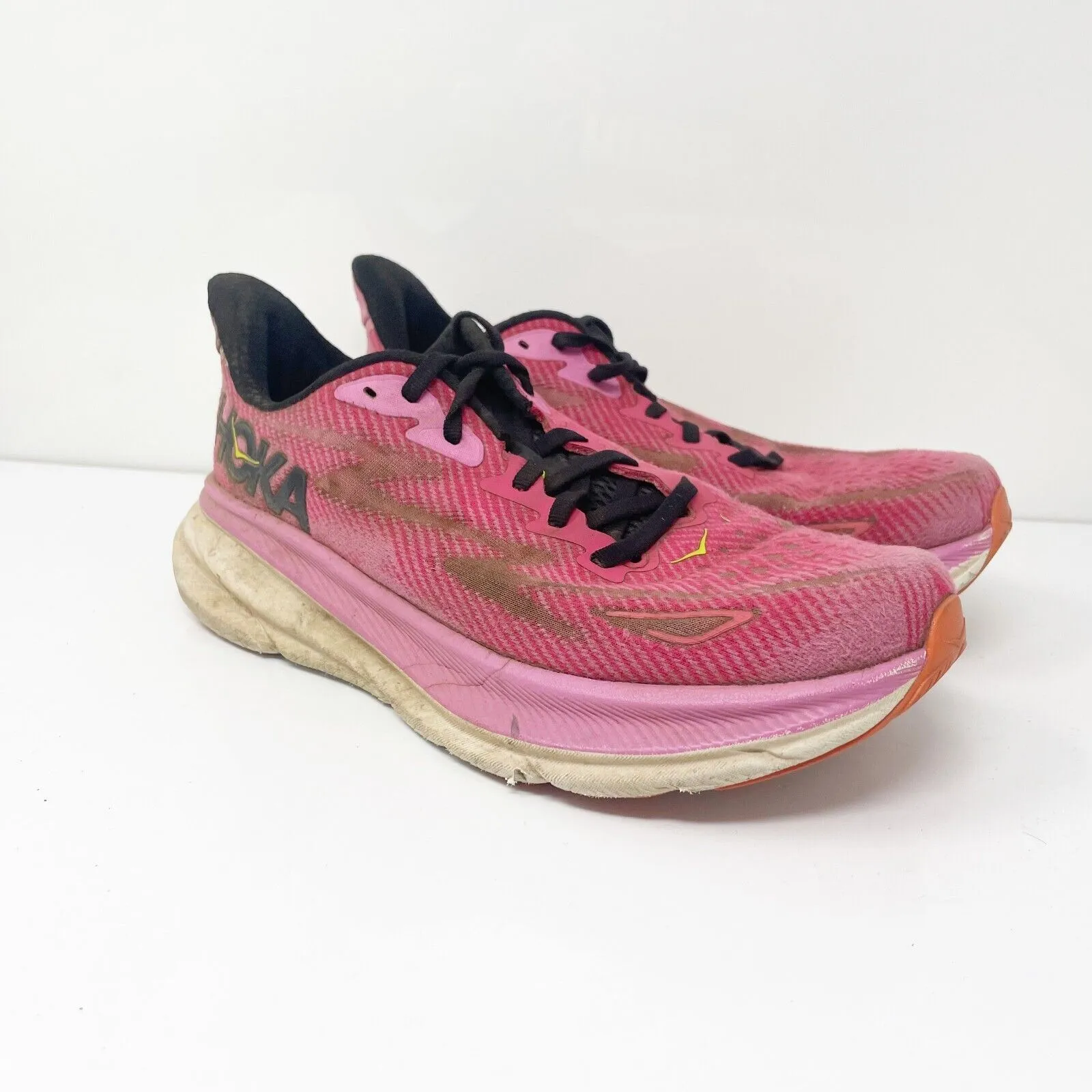 Hoka One One Womens Clifton 9 1127896 RSRW Pink Running Shoes Sneakers Sz 8.5 B