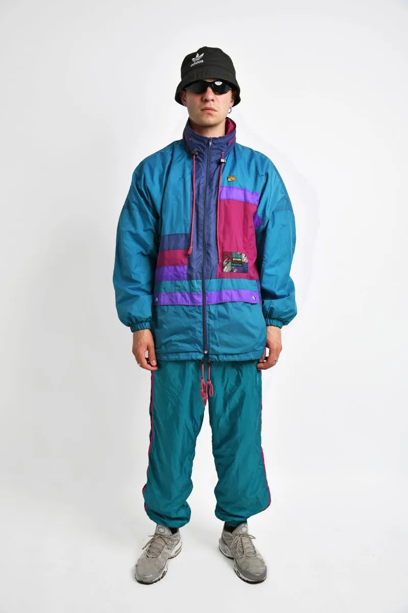 Hooded retro windbreaker colourful