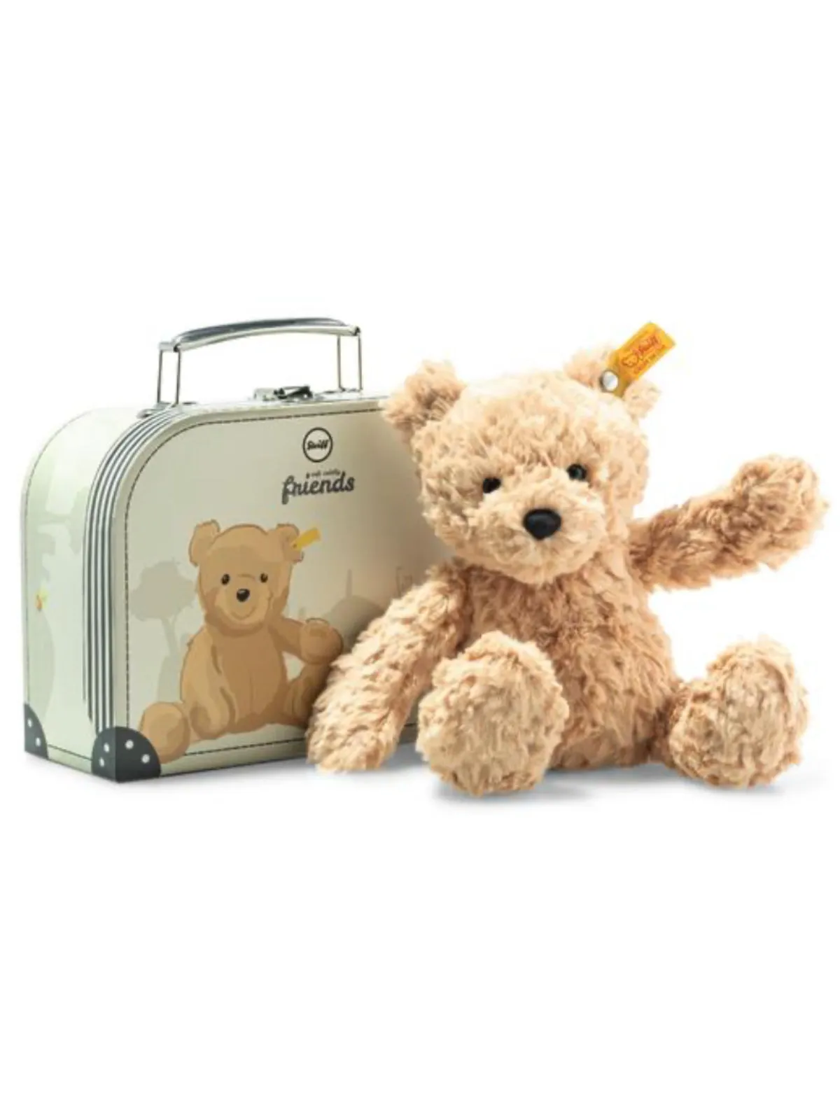 Jimmy Teddybear 25cm Steiff Plush Kids Teddy Bear in Brown Suitcase