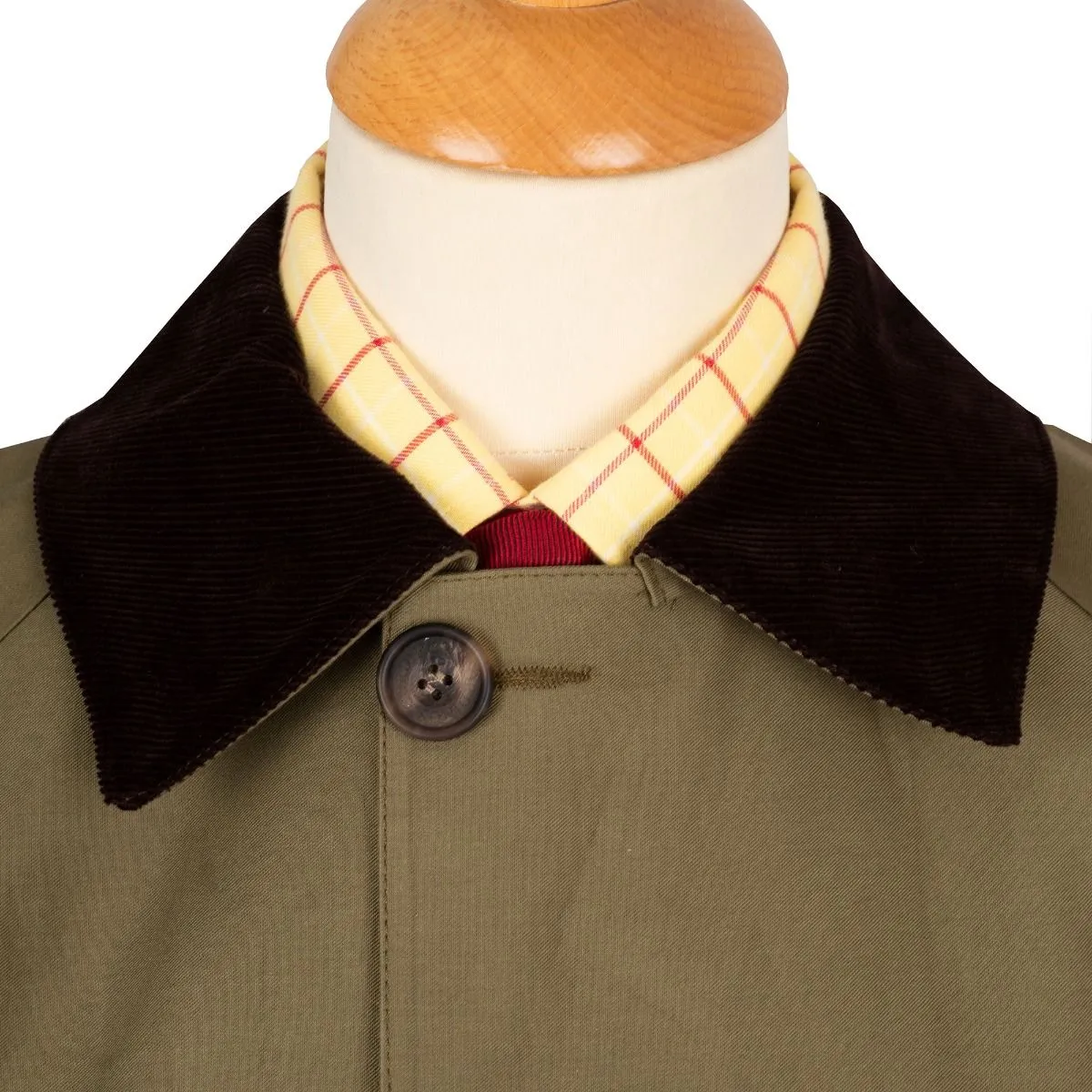 Khaki Huntsman Mackintosh with Corduroy Collar