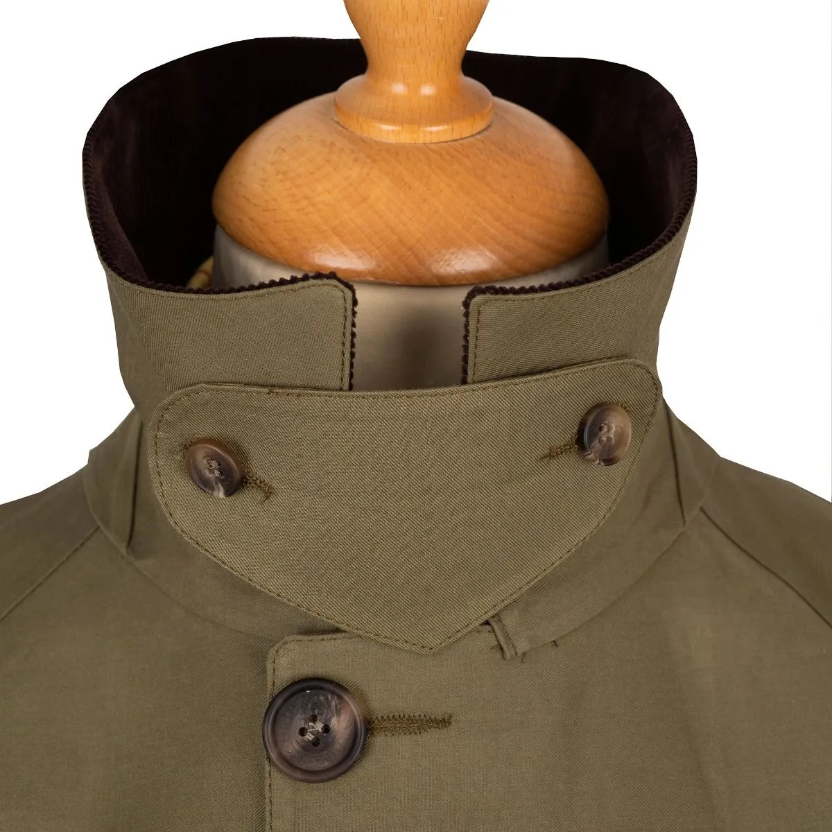 Khaki Huntsman Mackintosh with Corduroy Collar