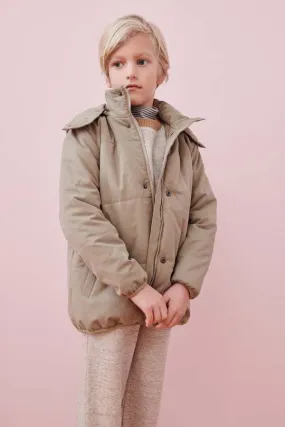 Kids Caramel Pear Puffa Jacket - Stone