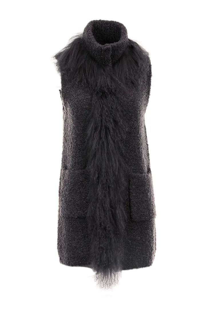 Knitted Mongolian Fur Vest