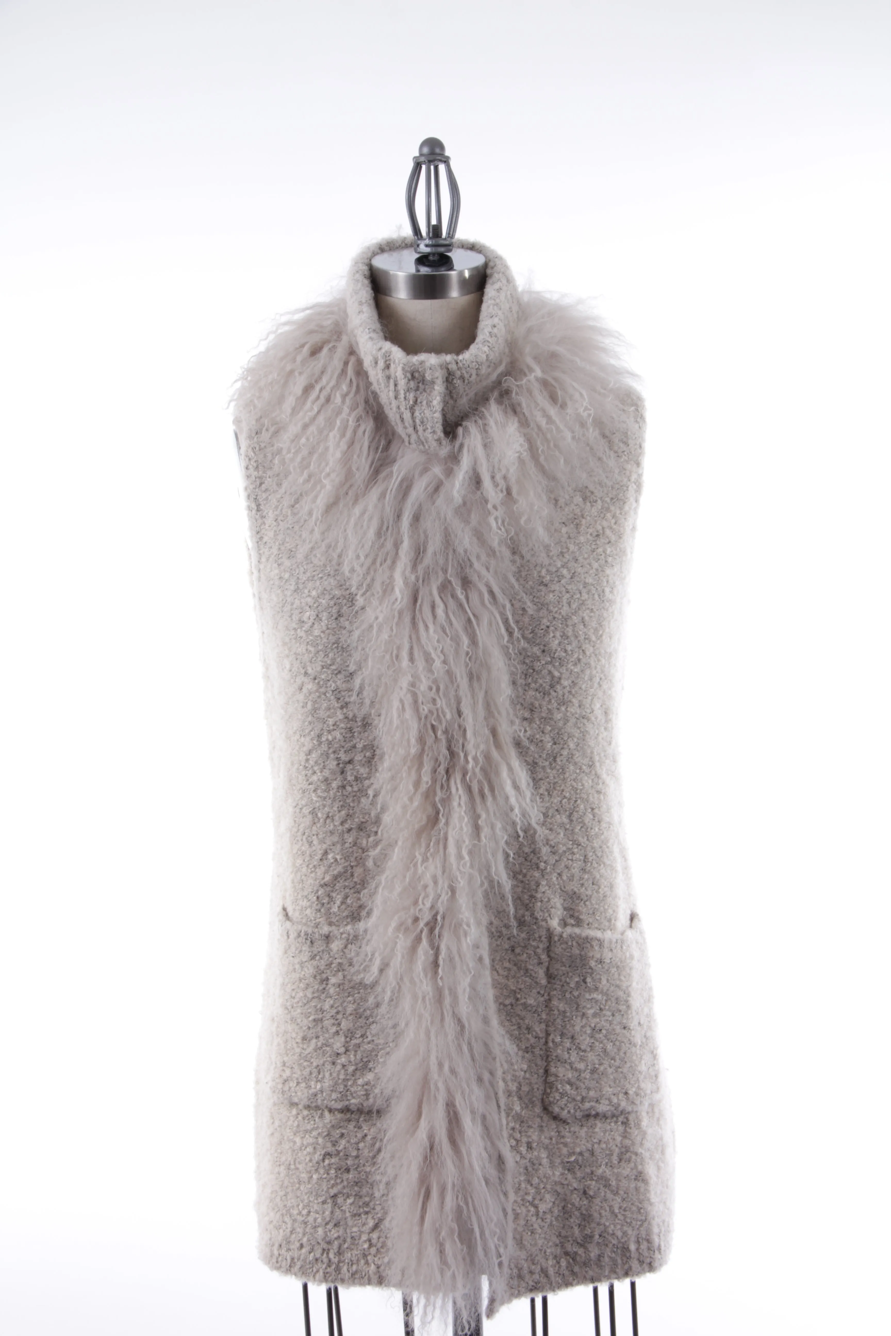 Knitted Mongolian Fur Vest